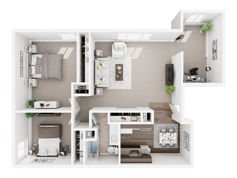 Floor plan for 2 beds, 1 bath, 1000 sqft